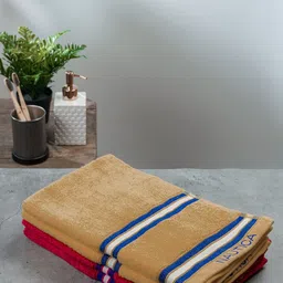 Nautica Beige & Burgundy 4Pieces 500 GSM Zero Twist Pure Cotton Hand Towels-image-23