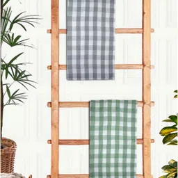 Athom Living Green & Grey 2Pieces Printed Cotton 210 GSM Bath Towels-image-3