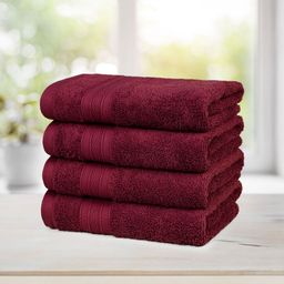 MYTRIDENT Maroon 4 Pieces Anti-Bacterial 500 GSM Reversible Hand Towels-41