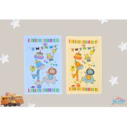 The Little Lookers Kids Set Of 2 Blue& Yellow Printed 354 GSM Bath Towels-11