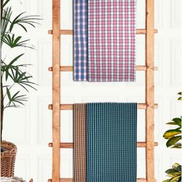 Athom Living Green & Brown 4 Printed Cotton 210 GSM Bath Towel-image-93