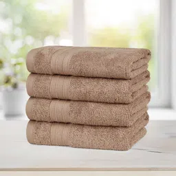 MYTRIDENT Brown 4 Pieces Cotton 500GSM Highly Absorbent Hand Towels-18