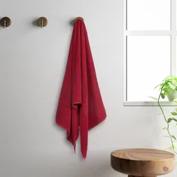 SPACES Red Solid Pure Cotton 450GSM Bath Towel-23