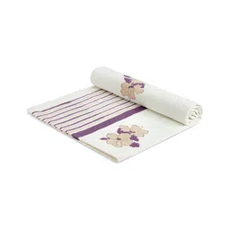 India Circus by Krsnaa Mehta White & Purple Printed Cotton 150 GSM Bath Towel-image-88