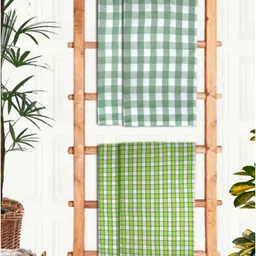 Athom Living Green & White 4 Printed Cotton 210 GSM Bath Towel-image-39