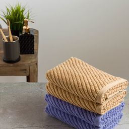 Nautica Pack Of 4 Beige & Purple Solid 500 GSM Pure Cotton Hand Towels-3