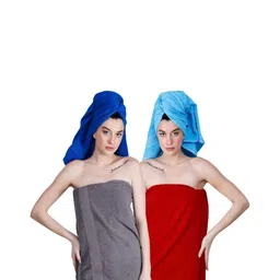 Dollar Socks Grey & Red 2 Pieces Cotton 600 GSM Bath Towels-image-0