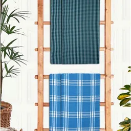 Athom Living Blue & Teal 4 Printed Cotton 210 GSM Bath Towel-image-56