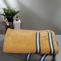 Nautica Yellow & Grey 2 Pieces 500 GSM Zero Twist Pure Cotton Bath Towels-55