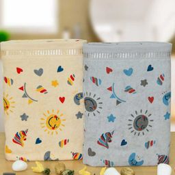 RANGOLI Beige & Grey 2 Pieces Printed Cotton 380 GSM Bath Towels-image-9