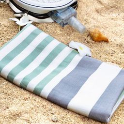 MUSH Turquoise Blue & Grey 2 Pieces Striped Bamboo 250 GSM Bath Towels-image-54