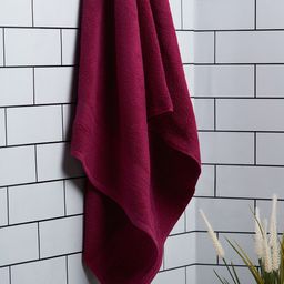SPACES Red Solid Pure Cotton 400 GSM Ultra Absorbency Bath Towels-11