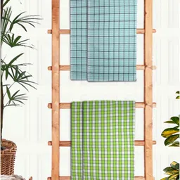 Athom Living Green & White 4 Printed Cotton 210 GSM Bath Towel-image-49