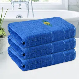 Kuber Industries Blue & Yellow 3 Pieces Printed Cotton 150 GSM Bath Towels-image-12