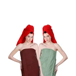 Dollar Socks Green & Maroon 2 Pieces Cotton 600 GSM Bath Towels-2