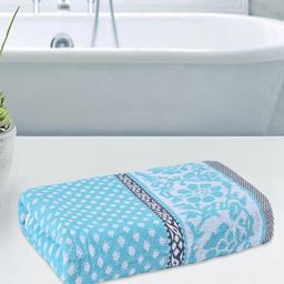 Kuber Industries Blue & White Printed Cotton 150 GSM Bath Towel-image-38