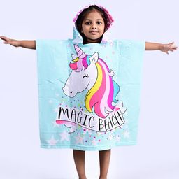 Yellow Bee Blue & Purple Unicorn Printed 250 GSM Microfiber Hooded Bath Towel-25