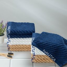 Nautica Set Of 12 Solid 600 GSM Pure Cotton Face Towel-1