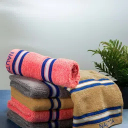 Nautica Beige & Grey 6 Pieces 500 GSM Zero Twist Pure Cotton Hand Towels-18