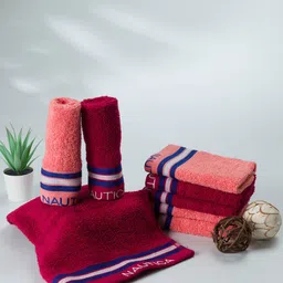 Nautica Set Of 8 Solid 500 GSM Pure Cotton Quick Dry Technology Face Towels Set-image-92