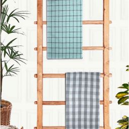 Athom Living Blue & Grey 2 Pieces Printed Cotton 210 GSM Bath Towels-25