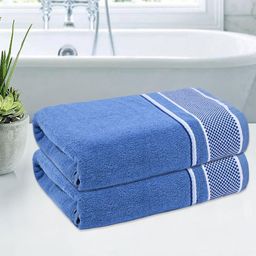 Kuber Industries Blue & White 2 Pieces Striped Cotton 150 GSM Bath Towel-picture-13