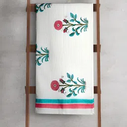 India Circus by Krsnaa Mehta White & Peach-Coloured Printed Cotton 150 GSM Bath Towel-picture-52