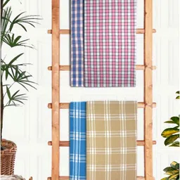 Athom Living Blue & Pink 4 Printed Cotton 210 GSM Bath Towel-image-50