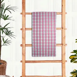Athom Living Pink & White Checked Cotton 210 GSM Bath Towel-picture-22