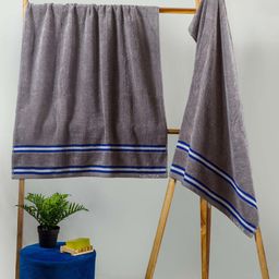 Nautica Set of 2 Grey Solid Pure Cotton GSM 500 Bath Towels-2