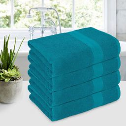 Bedspun Teal 4 Pieces 350 GSM Bath Towels-image-9