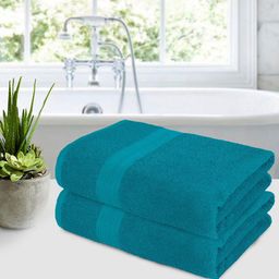 Bedspun Teal 2 Pieces 350 GSM Bath Towels-image-8