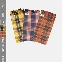 Ramraj 3 Pcs Checked 270 GSM Cotton Bath Towels-10