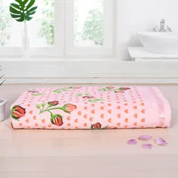 RANGOLI Peach Printed 450 GSM Cotton Bath Towels-image-64