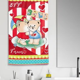 YK Kids Red & White Printed 260 GSM Organic Cotton Bath Towels-picture-29