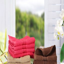 BIANCA Pink & Brown Set of 12 Solid 380 GSM Cotton Face Towels-16