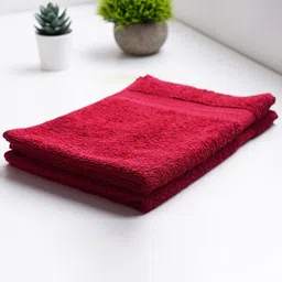 SPACES Set Of 2 Red 400 GSM Ultra Absorbency Pure Cotton Hand Towels-13