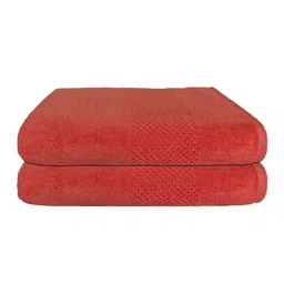 SPACES Set Of 2 Red Solid Cotton 450 GSM Hand Towels image 3