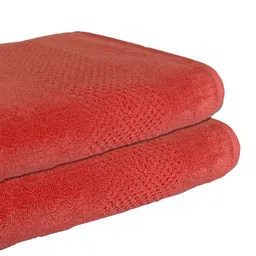 SPACES Set Of 2 Red Solid Cotton 450 GSM Hand Towels image 5