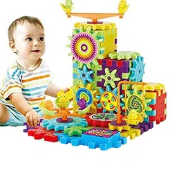 CHOCOZONE Battery Operated 81Pieces Rotating Building Blocks With Gears image 3