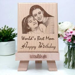 GFTBX World’s Best Mom Customized Engraved Photo Frame for Mother Birthday (5x4 Inches, Wood), Tabletop Rectangular image 3