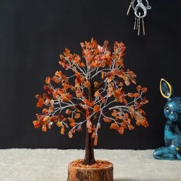 Golden Peacock Orange & Brown Handcrafted Agate Stone Wish Tree Showpiece-32
