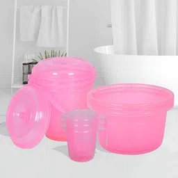 Kuber Industries Pink 9 Piece Bath Accessories Set-image-73
