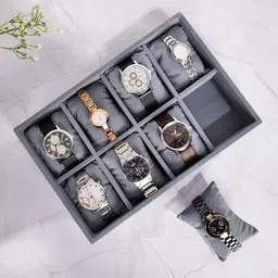 La Trove Grey Textured 8 Slot Watch Tray-31