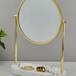 Home Centre Orion Orbit Golden Ceramic Rotating Mirror With Tray-40