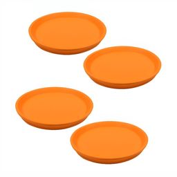 LASAKI Orange 4 Pieces Round Ceramic Planter Trays-47