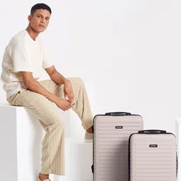 Assembly Set Of 2 Textured Hard Cabin-Sized Medium-Sized Trolley Bags 40L 60L image 1
