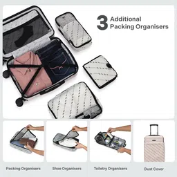 Assembly Set Of 2 Textured Hard Cabin-Sized Medium-Sized Trolley Bags 40L 60L image 3
