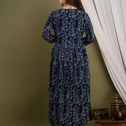Subh LAXMI Floral Printed Thread Work A-Line Kurta With Trousers & Dupatta image 4