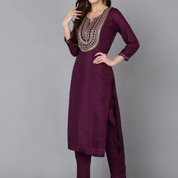 KALINI Ethnic Motifs Yoke Design Thread Work Kurta With Trousers & Dupatta image 5